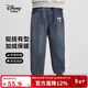 迪士尼寶寶（Disney Baby）童裝男童加絨牛仔褲兒童褲子中大童冬季加厚保暖長(cháng)褲 復古藍 160