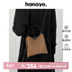 hanayo品牌新款斜挎包包女包磨砂復古小水桶包精致百搭洋氣潮單肩包手提 焦糖棕