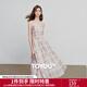 初語(yǔ)法式復古格紋抹胸吊帶裙女2025夏季新款收腰A字裙連衣裙 冰粉色 M