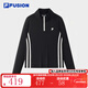 FILA FUSION斐樂(lè )潮牌女子針織長(cháng)袖衫時(shí)尚修身半拉鏈長(cháng)T 正黑色-BK S 160/80A/S