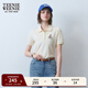 Teenie Weenie小熊女裝簡(jiǎn)約休閑夏季短袖POLO衫T恤時(shí)尚潮流短款上衣 淺卡其色 160/S