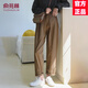 俞兆林（YUZHAOLIN）休閑褲女2026春秋季新款女裝闊腿褲直筒高腰九分褲子寬松 咖啡色 M [建議95-110斤]