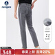 Navigare意大利小帆船棉感牛仔褲男春秋季透氣休閑彈力長(cháng)褲時(shí)尚通勤直筒褲 煙灰 30 碼