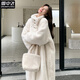 雪中飛（SNOWFLYING）奶白色韓版寬松彷兔毛羊羔毛外套女冬新款長(cháng)款過(guò)膝加厚大衣 奶白色版 XS 建議【80斤-105斤】