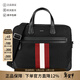 巴利（BALLY）男士織物手提單肩斜挎公文包電腦包男包禮物男CHANDOS SM TSP 10 黑色紅白條紋