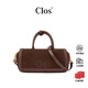 CLOS秋冬ModBow麂皮保齡球包頭層牛皮磨砂絨面復古斜挎包新年禮物 深咖色 小包