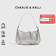 CHARLIE&KELLI CK品牌包包女款2026新款拉鏈式腋下包單肩包女斜挎包女生日禮物 銀色【京倉配送 禮袋包裝】