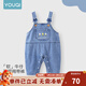 優(yōu)奇嬰兒衣服春秋款連體衣早秋牛仔背帶褲哈衣寶寶秋裝新款秋季外出服 花朵朵 80