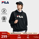 FILA 斐樂(lè )情侶款男女連帽衛衣冬季新款休閑寬松加絨保暖長(cháng)袖上衣 【常規款】正黑色-BK XL 180/100A/XL