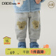 papa【粒粒絨】爬爬秋冬季新品嬰兒褲子加絨加厚男女寶寶大屁屁褲 淺花灰 100 cm