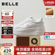 百麗（Belle）沈月同款步步糕厚底小白鞋女商場(chǎng)新款增高加絨休閑板鞋E7J1DAM6 米白色（6CM跟高）【沈月同款】 37