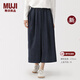 MUJI 女式 木棉混 輕量牛仔 裙褲 褲子女款26年春季新品 休閑褲 女裝 藏青色 XL (165/74A)