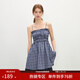 范思藍恩抹胸傘狀打攬連衣裙女2025夏新款經(jīng)典藏青格紋裙子2520 藏青格子 XS