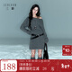三彩獨醒2025冬季新款圓領(lǐng)針織連衣裙長(cháng)袖小A短裙打底慵懶F 深邃灰 S 155/80A