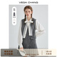 VEGA CHANG時(shí)尚套裝女2026年春季新款小香風(fēng)背心裙+系帶襯衫休閑兩件套 雜灰色（連衣裙） L