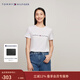 Tommy Hilfiger春夏女裝純棉休閑通勤刺繡輕薄內搭打底純色圓領(lǐng)短袖T恤上衣 白色YCI S （推薦：100-110斤）