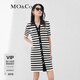 MO&Co.圈圈紗黑白條紋短袖針織肌理感連衣裙法式氣質(zhì)裙子 黑白條色 M/165