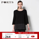 PORTS寶姿 女裝針織中袖圓領(lǐng)套頭衫LC8K403RKD007 黑色 S
