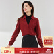 尚都比拉新年紅優(yōu)雅氣質(zhì)假兩件襯衫女冬季半高領(lǐng)正肩套頭職場(chǎng)OL風(fēng)襯衣