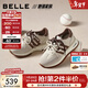 百麗（Belle）小金甘撞色跑道阿甘鞋女26春新厚底增高運動(dòng)休閑鞋F1N1DAM6預售 杏色 37