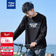 唐獅（TonLion）2025春男長(cháng)袖t恤男前胸大圖案潮印花圓領(lǐng)長(cháng)袖T恤 黑色 L 