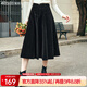 Olrain歐芮兒黑色絲絨半身裙女秋冬年新款高腰氣質(zhì)顯瘦a字裙 曜石黑 L
