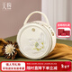 天煦情人節禮物女包新款刺繡牛皮手提包百搭單肩斜挎小圓包 珠光白
