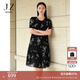 玖姿·安娜蔻優(yōu)雅黑白雪紡繡花輕薄蛋糕娃娃裙連衣裙女2024夏款 花黑 M