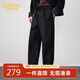卡賓（CABBEEN）【滑感休閑布】休閑褲男捏褶結構裝飾寬松直筒褲版型冬季長(cháng)褲