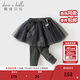 戴維貝拉（DAVE＆BELLA）冬裝新款女童裙褲兒童加絨褲子洋氣寶寶針織打底褲小童長(cháng)褲 深灰色【現貨】 100 cm（建議身高90-100cm）