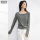 對白（DUIBAI）【5A抗菌】純色百搭長(cháng)袖T恤女2026年春季新款修身顯瘦打底上衣 混色煙灰 XL