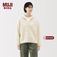 MUJI女式長(cháng)毛抓絨拉鏈連帽衫女外套長(cháng)袖25年冬季搖粒絨短外套女裝 象牙色 L （165/88A）