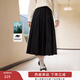 香影高腰復古中長(cháng)款裙子2025冬季新品純色設計感大擺裙a字中長(cháng)裙 黑色 M