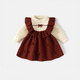 西兒女寶寶秋冬新年圣誕裝蝴蝶結連衣裙嬰兒周歲禮服針織衫公主毛衣裙 紅色 100