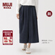 MUJI 女式 木棉混 輕量牛仔 裙褲 褲子女款26年春季新品 休閑褲 女裝 藏青色 XL (165/74A)