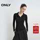 ONLY2025夏季新款簡(jiǎn)約撞色門(mén)襟拼接袖口正肩針織衫女|125324028 H1Z黑色 M