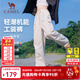 駱駝漫游褲女高腰美式工裝闊腿褲防潑水運動(dòng)束腳傘兵褲男 C24CR17658L，橡木灰 ，中性（加絨） S