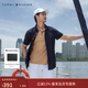 Tommy Hilfiger【舒適府綢】春夏男裝商務(wù)休閑易打理純色短袖襯衣襯衫外套 藏青色FAP M （推薦：135-150斤）