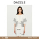 DAZZLE地素 連衣裙秋女裝條紋四季針織短裙 白色 M