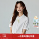 茵曼（INMAN）田園文藝繡花短袖白襯衫女2024夏季氣質(zhì)百搭娃娃領(lǐng)襯衣上衣 月牙白 M