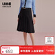LIME朗姿/萊茵高腰A字百褶半裙黑色25夏新款通勤半身裙 夜幕黑色 M