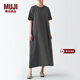 MUJI MUJI 女式 粗棉線(xiàn) 天竺編織 喇叭形連衣裙 BBP29A2S 炭灰色 M-L