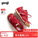 共跡gongji德訓女鞋秋冬新款內增高方頭薄底運動(dòng)鞋紅色休閑鞋內增高 復古紅 37