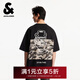 杰克·瓊斯（JACK&JONES）男裝T恤迷彩印花日常個(gè)性休閑寬松百搭純棉舒適短袖上衣 E40黑色 M （175）