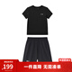 安德瑪（Under Armour）兒童夏季運動(dòng)套裝夏款短褲短袖套裝男大童短袖梭織短褲套裝 黑T黑短褲 170