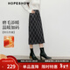 紅袖（hopeshow）撞色格紋半身裙2025冬季新款女裝復古風(fēng)氣質(zhì)百搭顯瘦輕熟直筒裙 藏青格915 XL