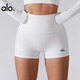 ALO YOGA夏季瑜伽短褲運動(dòng)跑步健身短褲女款高腰修身提臀緊身褲三分褲 天鵝白 (剩余一條) M (建議100-110斤)