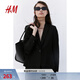 H&M女裝西裝秋季時(shí)尚通勤法式修身商務(wù)正裝干練西服外套0988242 黑色 XXS 150/76
