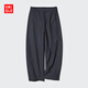優(yōu)衣庫常規款女裝針織廓形長(cháng)褲/彎刀鐮刀褲子483722 482287 482287/69藏青色 M