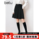 百圖betu女裝春季新款半身裙學(xué)院風(fēng)知性顯瘦壓褶半身裙女2401T51 黑色 M